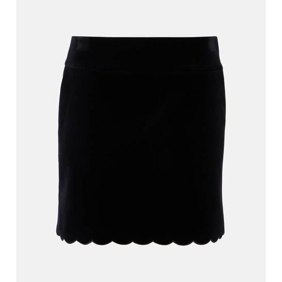 Chloe Velvet Scalloped Mini Skirt in Black FR 40 US 8 - Picture 4 of 4